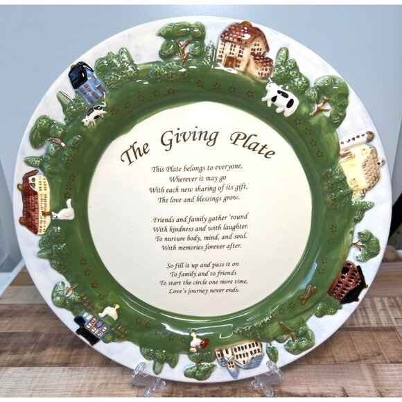 The Giving Plate Ceramic Decorative 12.75''  Plate With Sentimental Poem & Hand- - Picture 1 of 6